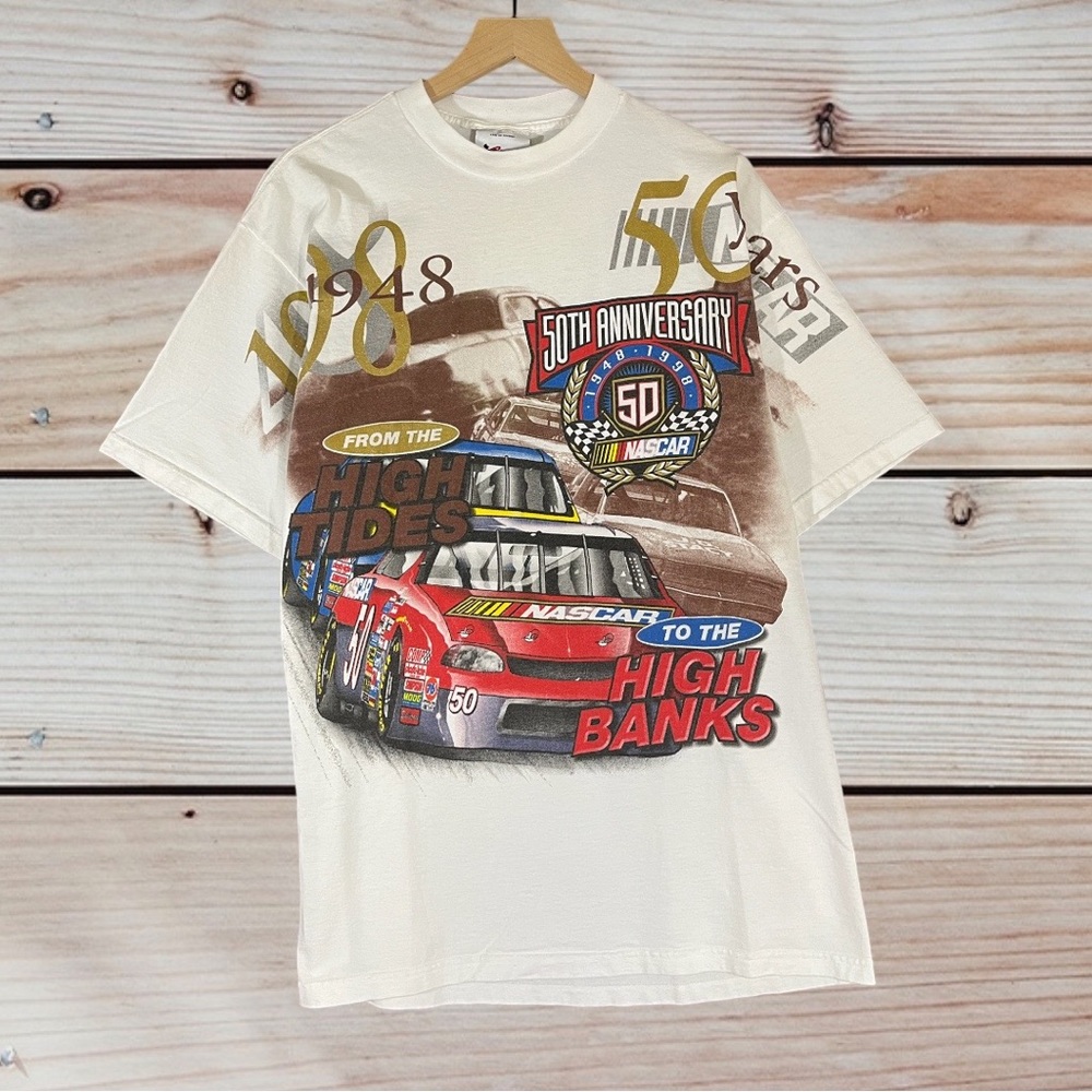 Vintage 90s Mens Chase Authentics NASCAR t-shirt size XL White Cars